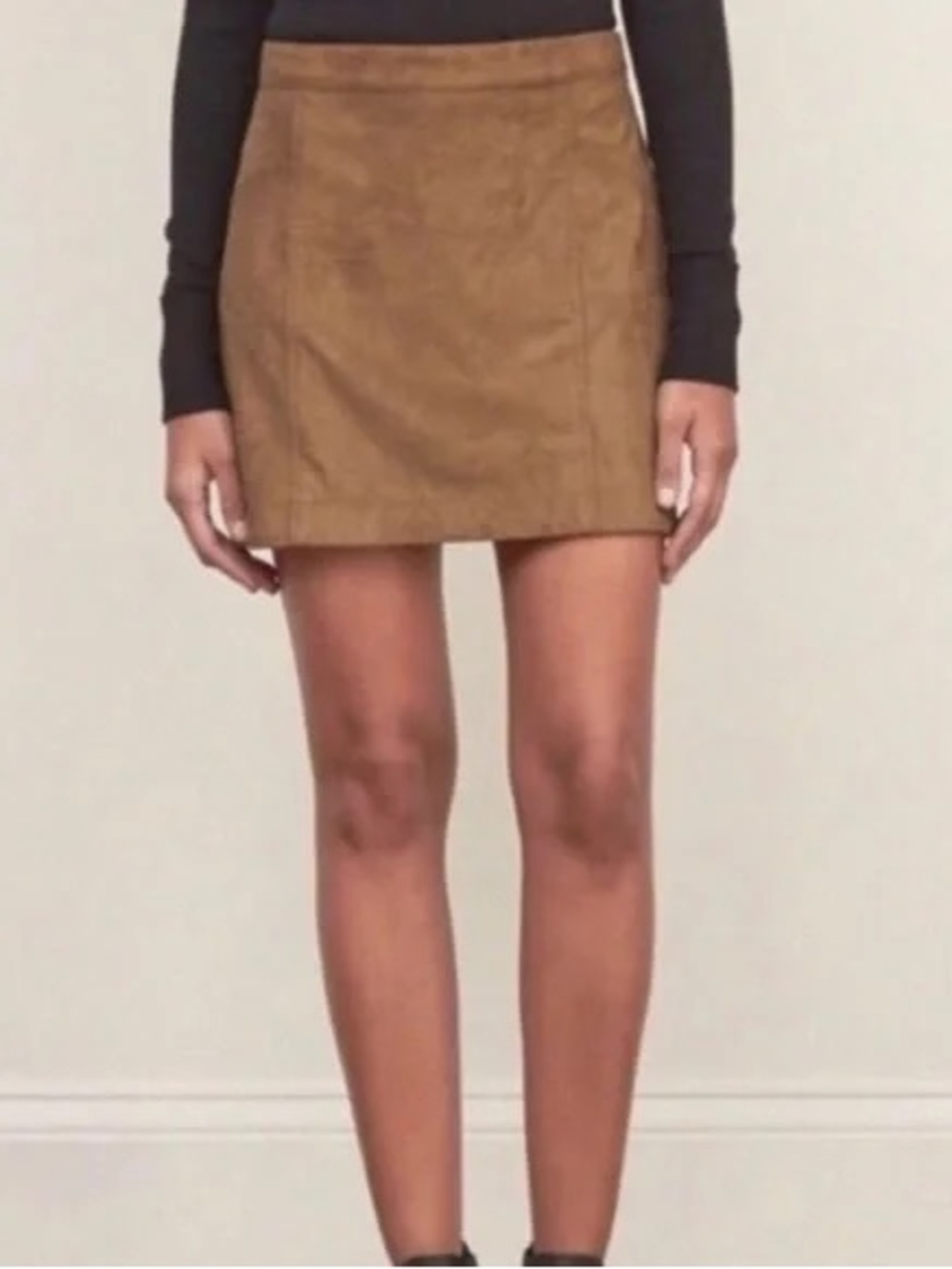 Abercrombie & Fitch Camel Suede-Look Mini Skirt